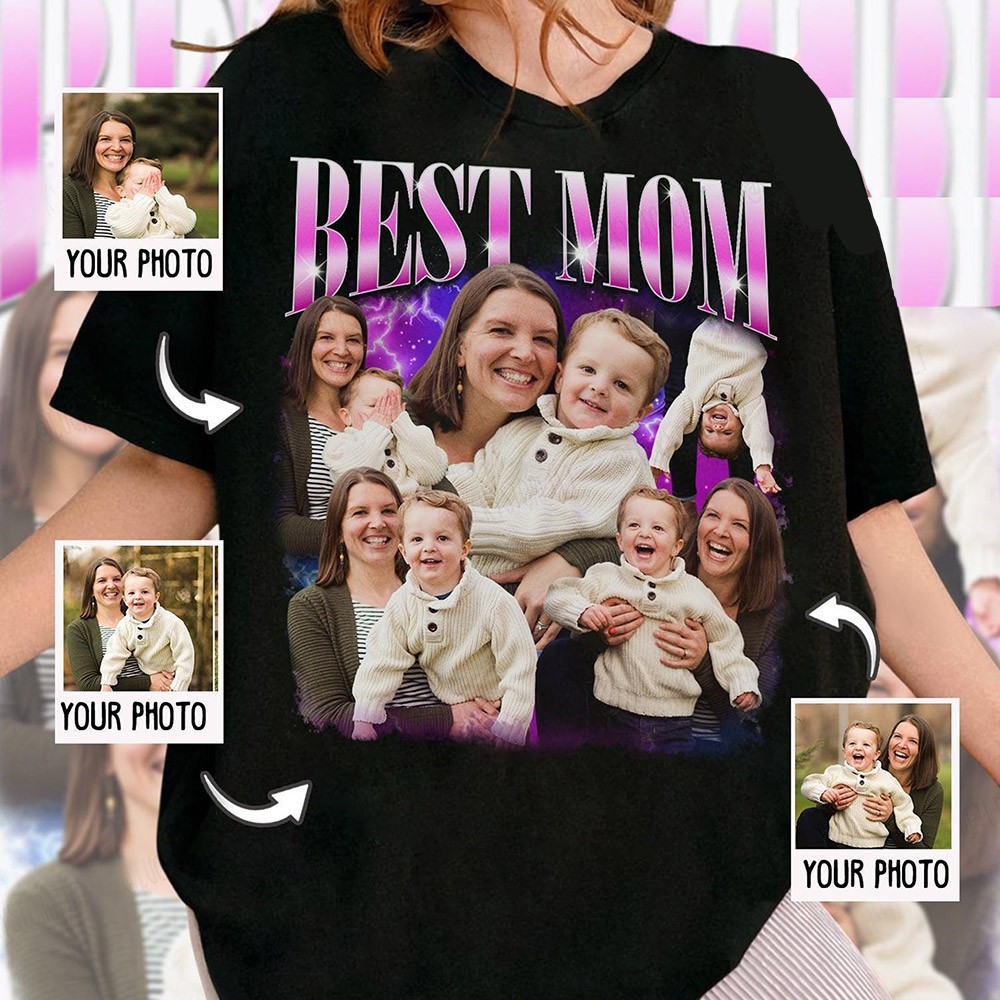 Personalized Best Mom Photo Shirt New Mom Kids Portrait T-Shirt Mothers Day Gifts