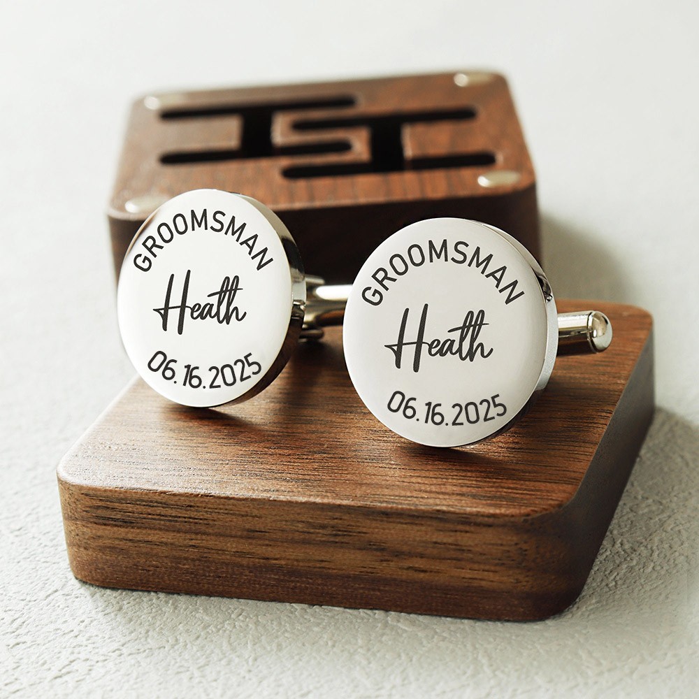 Personalized Wedding Day Cuff links for Groom Cufflinks Box Groomsmen Accessory for Best Man Unique Wedding Present