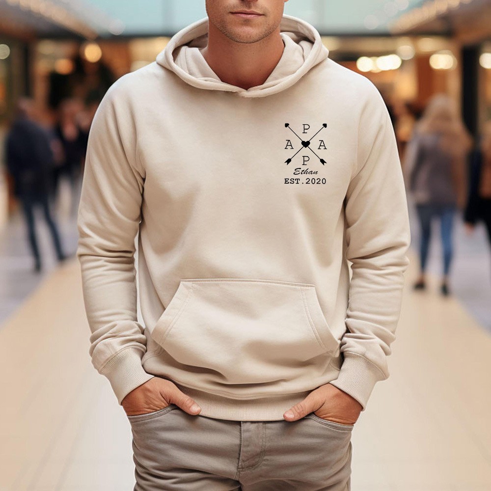 Personalized Papa Sweatshirt with Kids Name and Birth Year Dad's Edition Hoodie Father's Day Gift