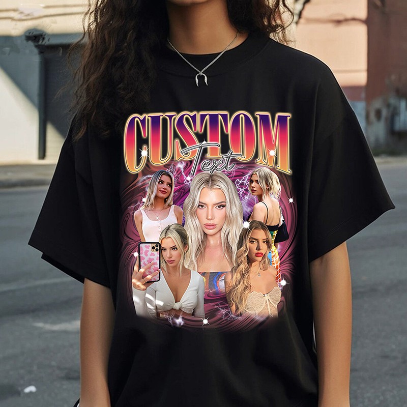 Custom Photo Vintage Bootleg Girlfriend T shirt Bachelorette Surprise Personalized Birthday Bootleg Gift Valentines Day Gift