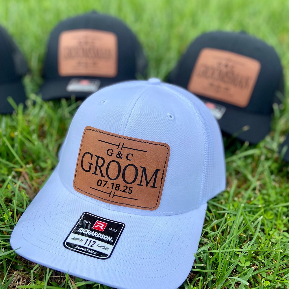 Personalized Groom Best man Hat Initials Wedding Date Hats Groomsmen Hat Wedding Day Accessory