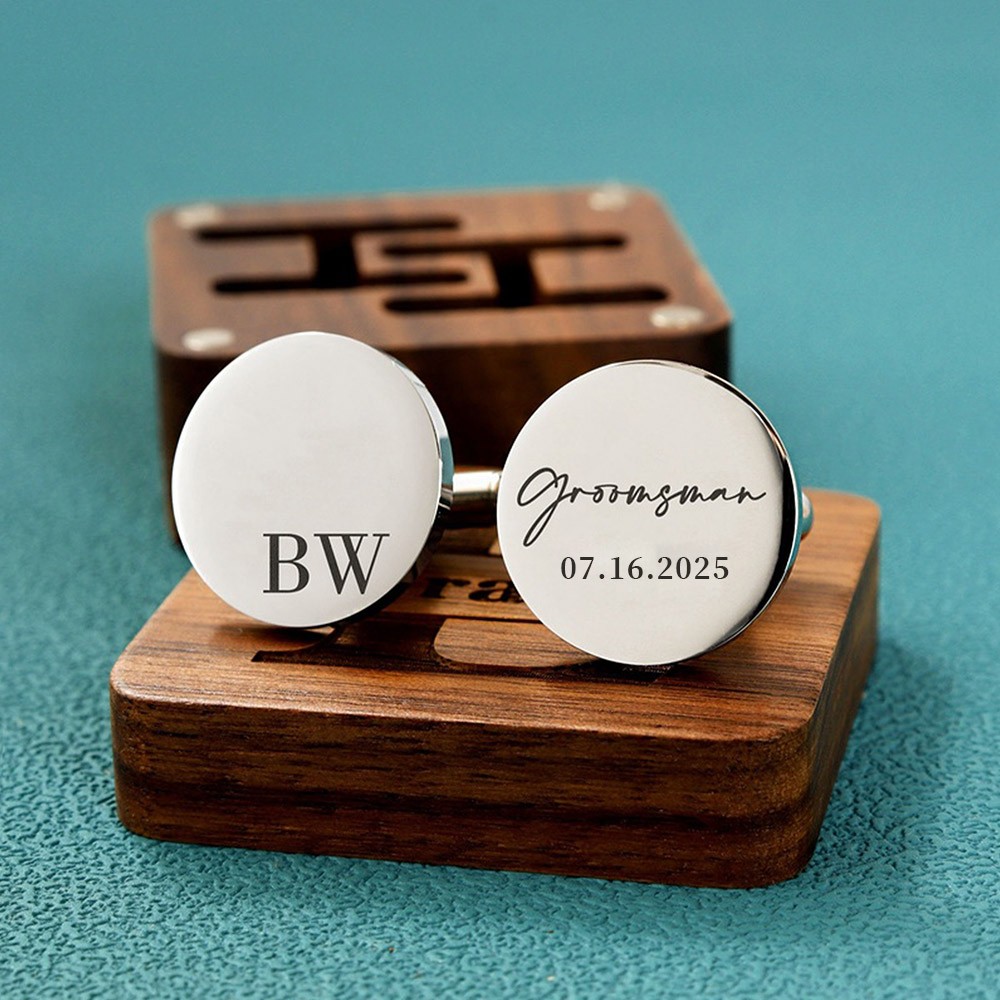 Personalized Wedding Day Cuff links for Groom Cufflinks Box Groomsmen Accessory for Best Man Unique Wedding Present