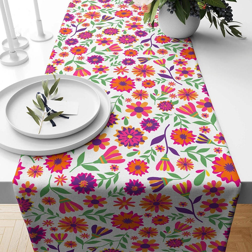 Floral Table Runner Flowers Print Table Runner Floral Rose Table Decoration Family Party Decor