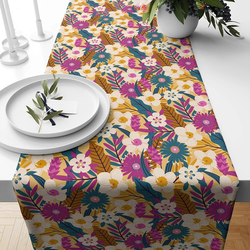 Floral Table Runner Flowers Print Table Runner Floral Rose Table Decoration Family Party Decor