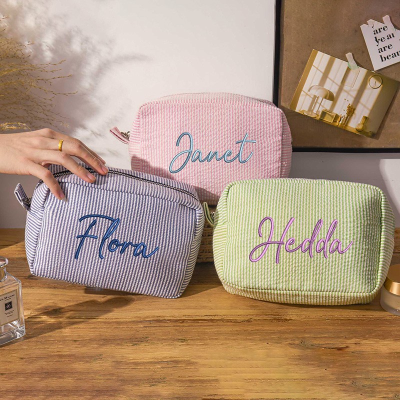 Personalized Embroidered Make up Bag for Bridesmaid Squad Cosmetic Bag Bridal Shower Gift Bridal Party Gift