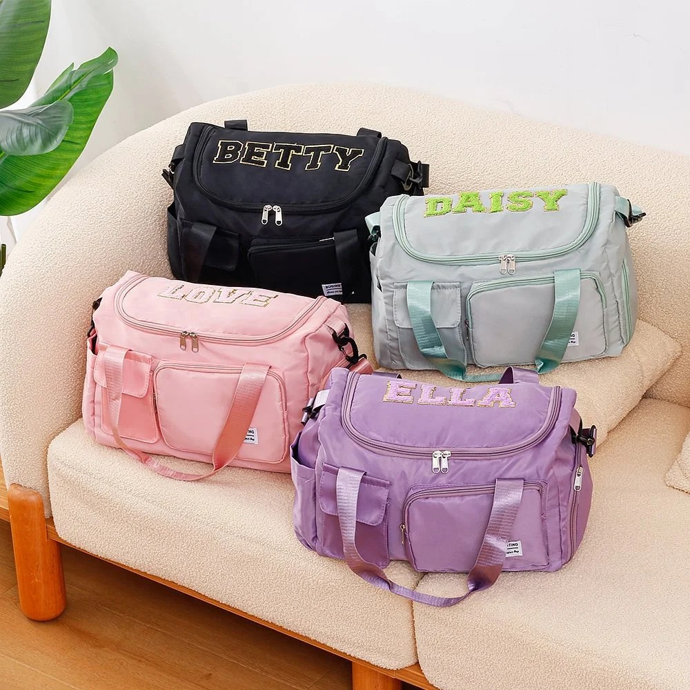 Personalized Waterproof Weekend Bag with Shoulder Strap and Chenille Letters Sport Essential