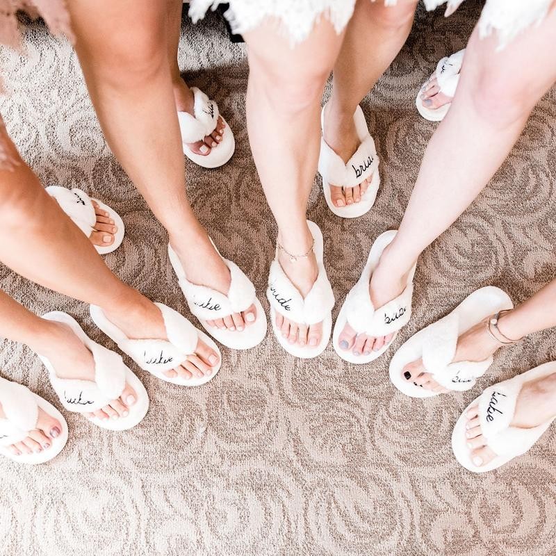 Personalized Embroidered Fluffy Slippers Cute Bride to Be Gifts Bridal Party Gift