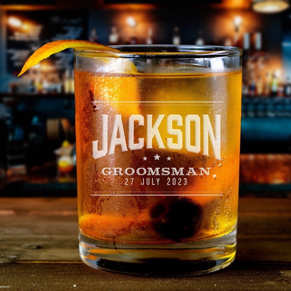 Personalized Best Man 11oz Whiskey Glass Engraved Old Fashion Wedding Shot Glasses Groomsmen Gift Idea