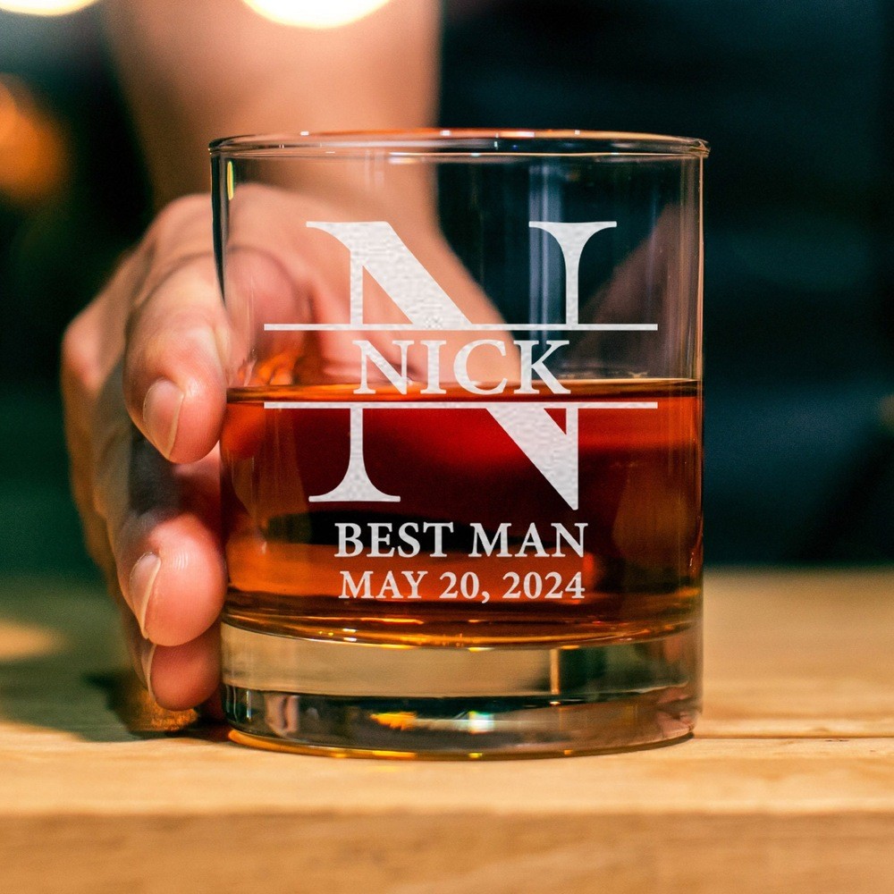 Personalized Groomsman 11oz Whiskey Glass Engraved Old Fashion Wedding Shot Glasses Groomsmen Gift Idea