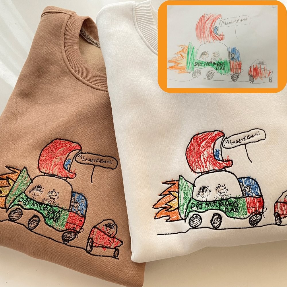 Personalized Embroidered Kids Hand Drawing Mama Shirt Mothers Day Outfit Sweatshirt Mothers Day Gifts