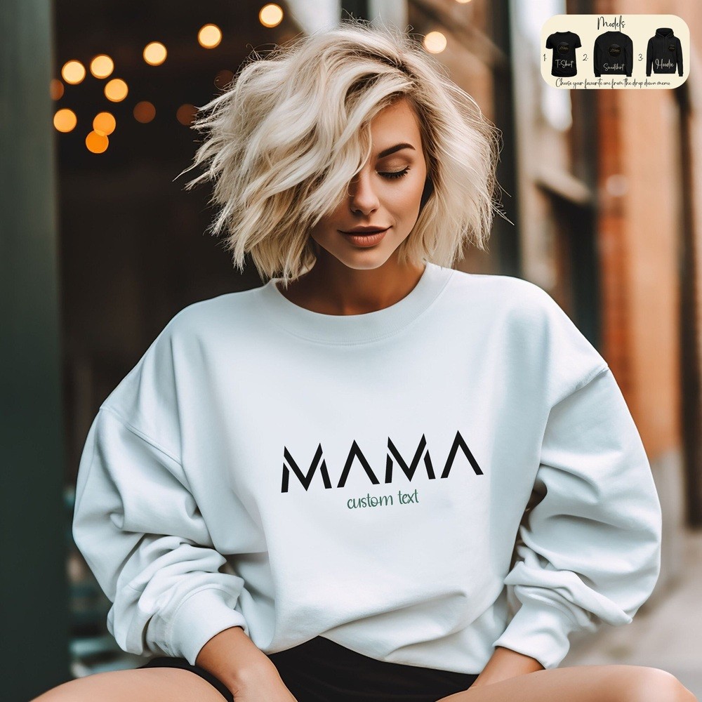 Personalized Mama Sweatshirt Minimalist T-Shirt Modern Mama Hoodie with Kids Name Est Year Shirt Mothers Day Gifts