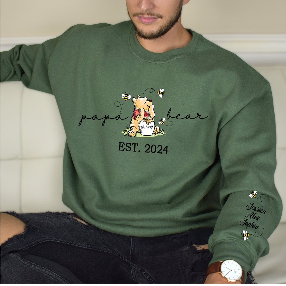 Personalized Mama Bear Sweatshirt with Kids Name Winnie The Pooh Mimi Papa Shirt New Mom Outfit Mothers Day Gifts