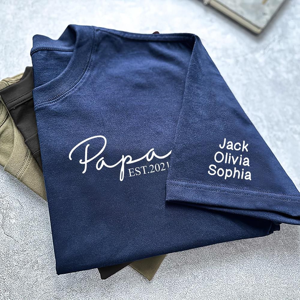 Personalized Papa Shirt With Name Expecting Dad Announcement Tee Cool Dad Sweatshirt Father's Day Gifts