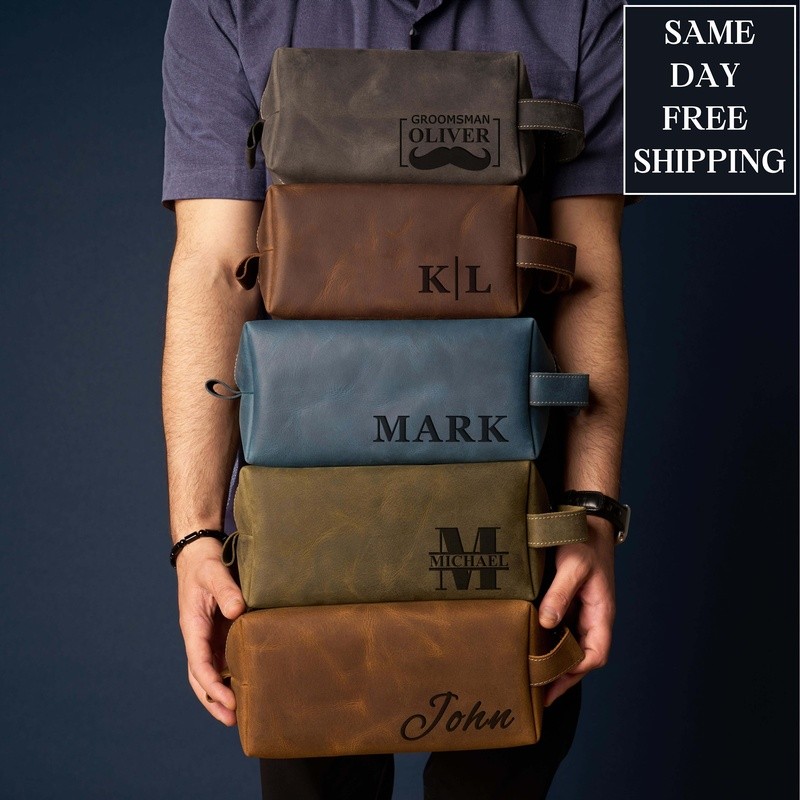 Personalized Groomsman Leather Toiletry Bag Wedding Travel Toiletry Bag Groomsmen Proposal Gifts Box Best Man Gift