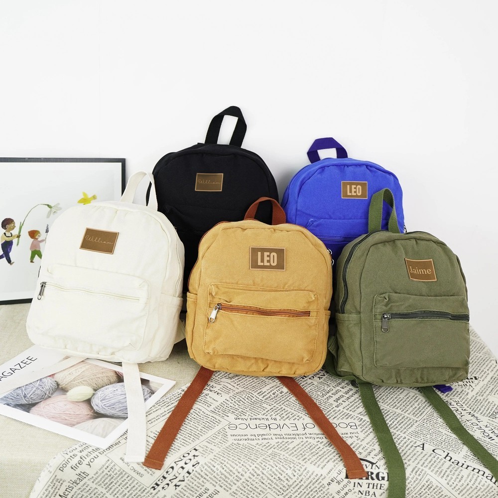 Personalized Kid Backpack Bag with Name Toddler Canvas Mini Trip Backpack  First Day Gift Back to School