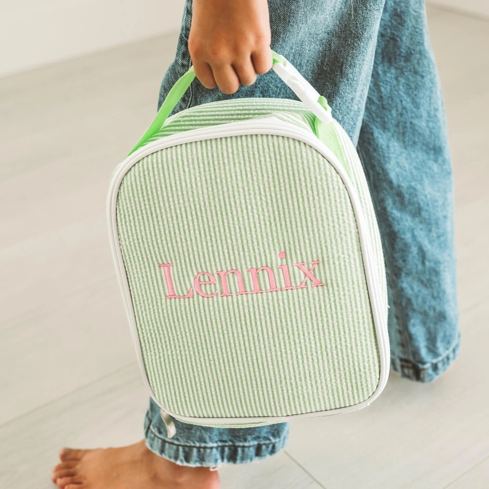 Personalized Kid School Lunch Bag with Embroidered Name Toddler Handmade Lunch Box Bag Back to School Essential