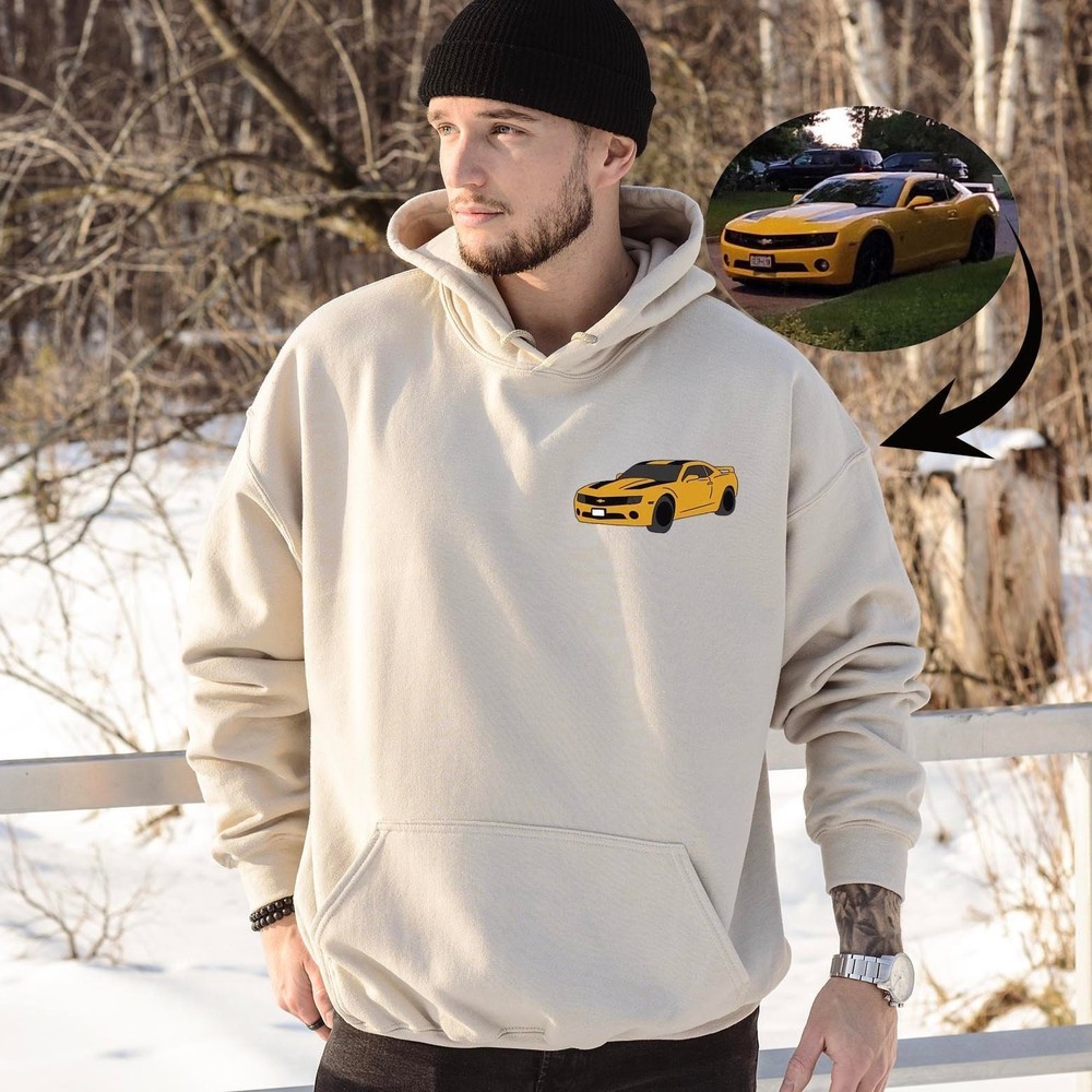 Personalized Car Photo Hoodie Car Lover Gift Gift For Boyfriend Casual Sweatshirt Fathers Day Gifts