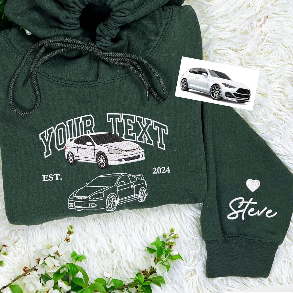 Personalized Embroidered Car Photo Hoodie Car Lover Gift Fathers Day Gifts