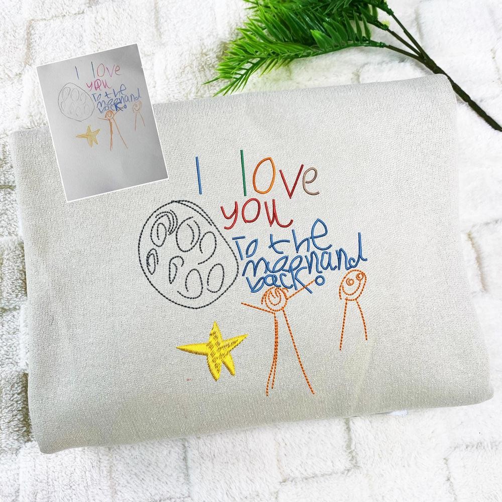 Personalized Embroidered Kids Hand Drawing Mama Shirt Mothers Day Outfit Sweatshirt Mothers Day Gifts