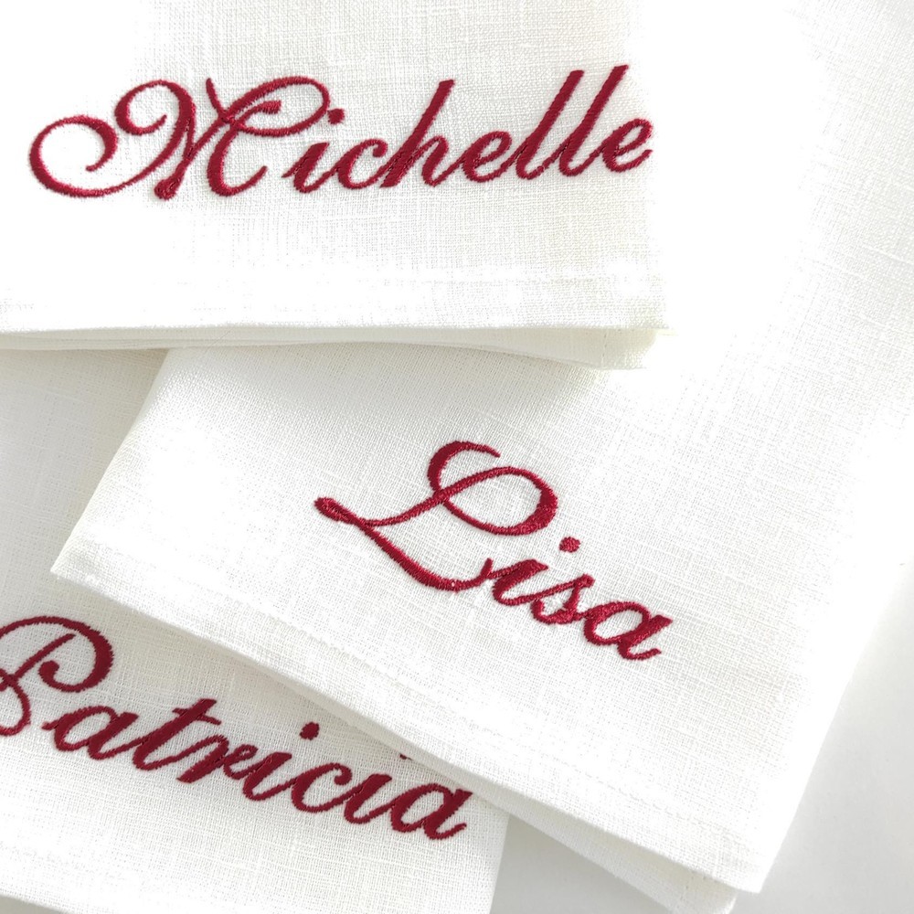 Embroidered Name Linen Dinner Napkins Wedding Monogrammed Napkins Family Party Decor Wedding Reception