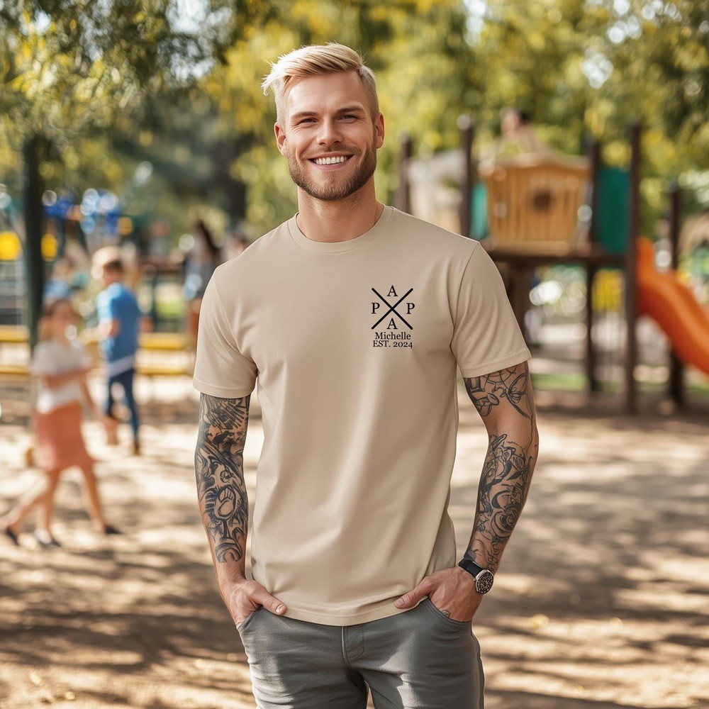 Personalized Papa Shirt with Kids Name and Birth Year Dad's Edition Sweatshirt Father's Day Gift