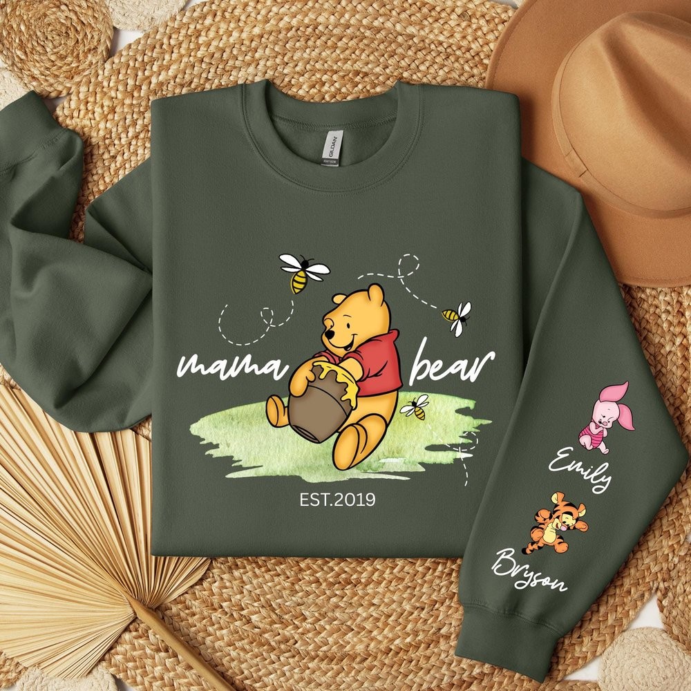 Personalized Mama Bear Sweatshirt with Kids Name Est Year Grandma Bear Shirt Winnie the Pooh Mothers Day Gifts