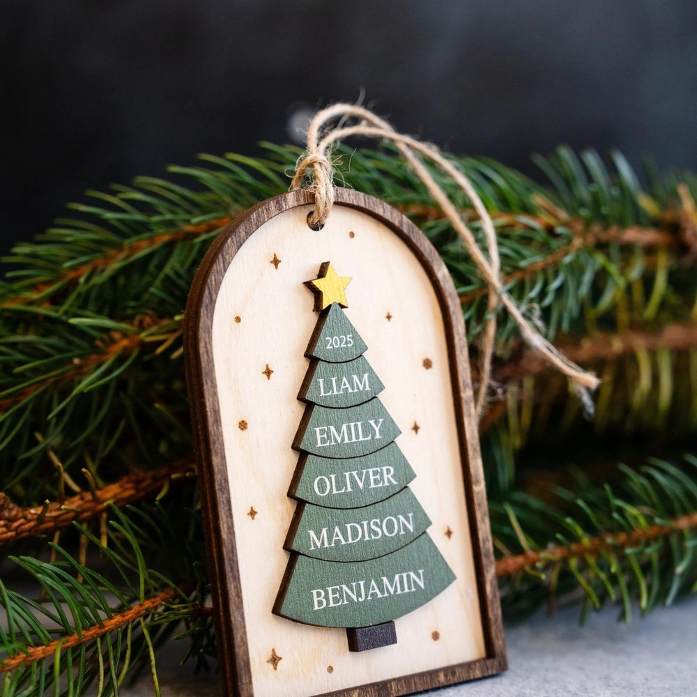 Personalized Family Christmas Ornament With Names 3D Christmas Tree Ornament Christmas Gifts