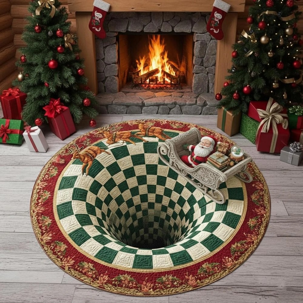 Personalized Christmas Santa 3D Printed Rug Welcome Rug Indoor Santa Claus Christmas Rug Decor