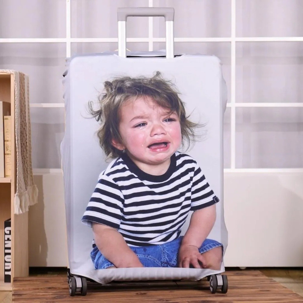 Personalized Photo Face Luggage Cover Stretch Luggage Protector Funny Honeymoon Travel Gift