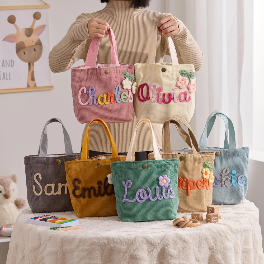 Personalized Kids Handbag with Embroidered Name Children's Yarn Handbags Traveling Handbag Back to School Gift Baby Shower Gifts