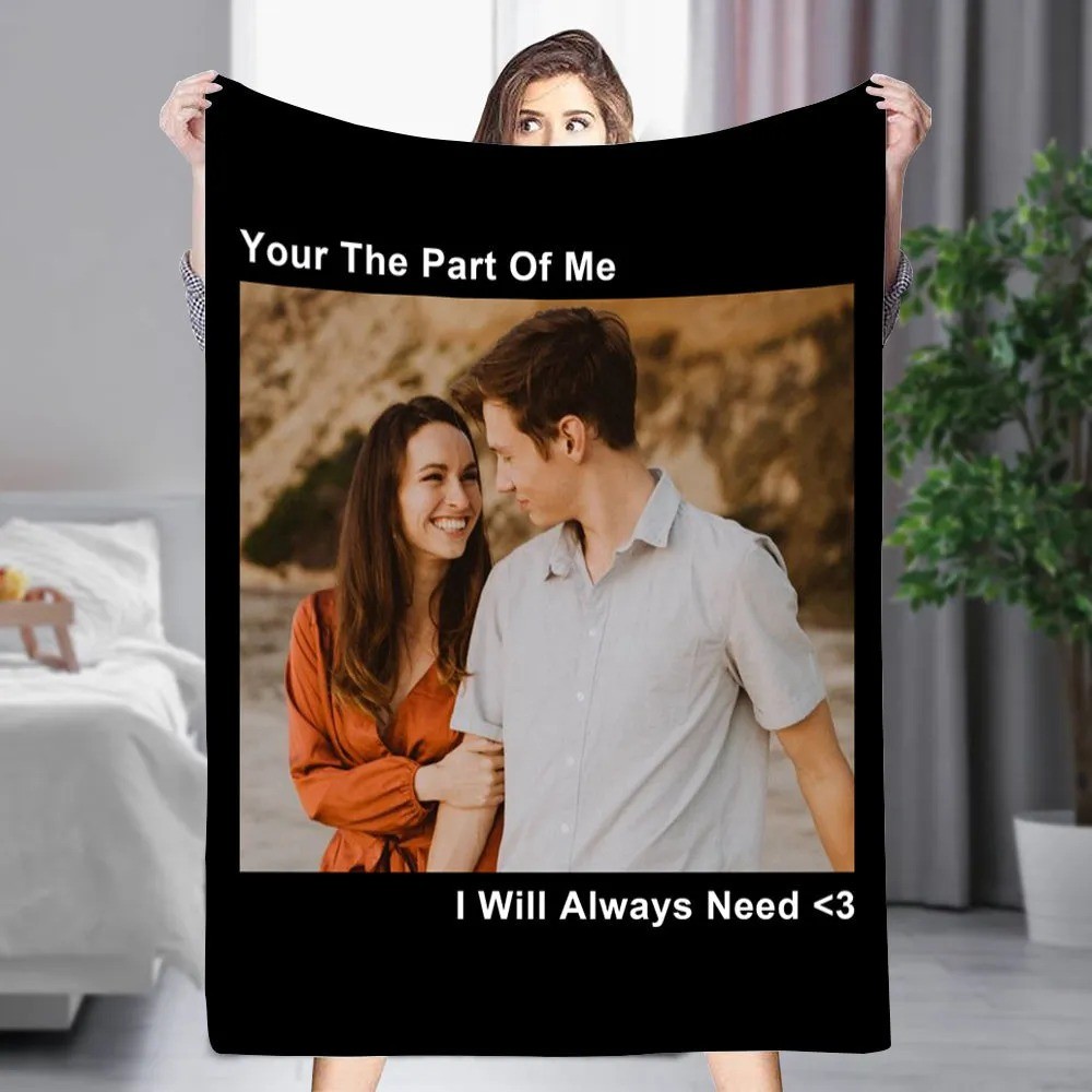 Personalized Picture Text Blanket Couple Photo Memorial Blanket Anniversary Christmas Gift