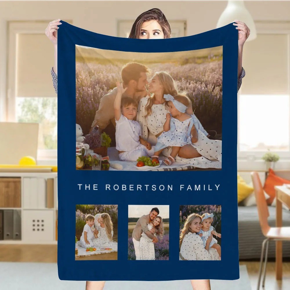 Personalized Picture Collage Text Blanket Couple Photo Memorial Blanket Anniversary Christmas Gift