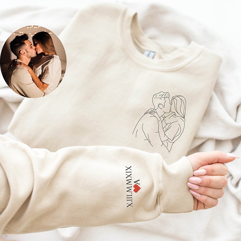 Personalized Couple Portrait from Photo Sweatshirt Anniversary Gift