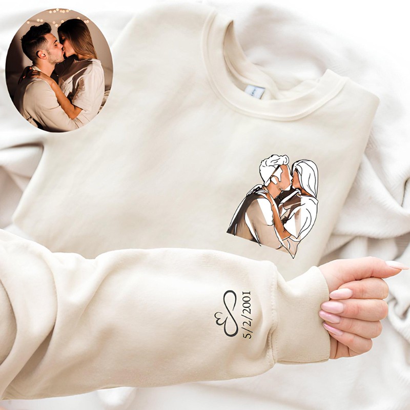 Personalized Couple Portrait from Photo Sweatshirt Anniversary Gift