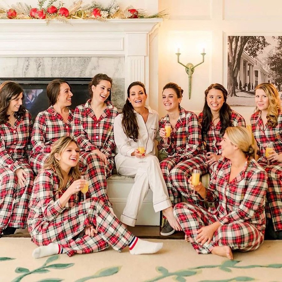 Personalized Embroidered y Bridesmaid Pajamas Long Flannel Pajamas Bridal Party Gifts