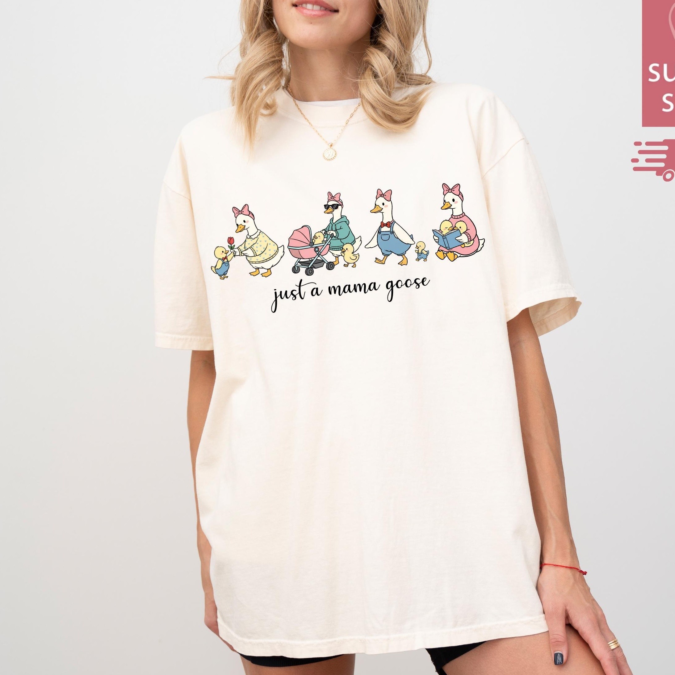 Just a Mama Goose Mother's Day Tee, Mama Goose Tee, Family Leader Humor Shirt, Coquette Mom Gift Idea, Mom Shirt