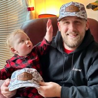 Personalized Deer Camo Dad and Son Leather Patch Hat Adjustable Snapback Hat