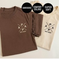 Personalized Embroidered Papa Shirt with Kids Name on Sleeve New DAD Est Year Sweatshirt Father's Day Gift