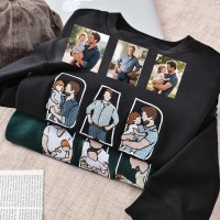 Personalized Embroidered Dad Portrait Sweatshirt with Kids Name on Sleeve New Dad Hoodie Fathers Day Gift