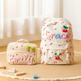 Personalized Kid School Lunch Bag with Yarn Name Toddler Daycare Lunchbox Bag Back to School Essential