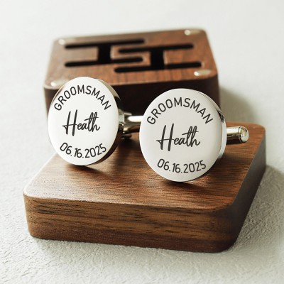 Personalized Wedding Day Cuff links for Groom Cufflinks Box Groomsmen Accessory for Best Man Unique Wedding Present