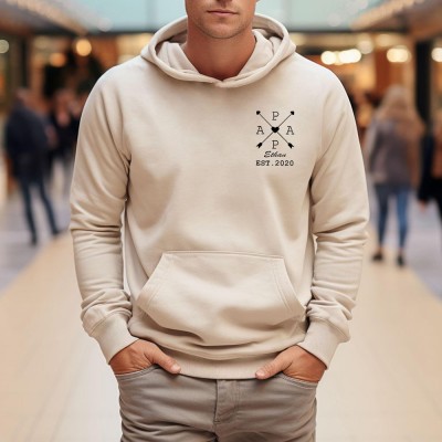 Personalized Papa Sweatshirt with Kids Name and Birth Year Dad's Edition Hoodie Father's Day Gift