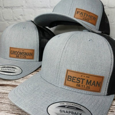 Personalized Groom Wedding Party Patch Trucker Hats Couples Date Initials Hats Bridal Party Wedding Gift Idea