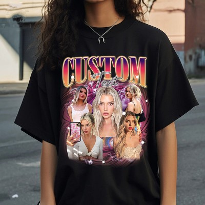 Custom Photo Vintage Bootleg Girlfriend T shirt Bachelorette Surprise Personalized Birthday Bootleg Gift Valentines Day Gift