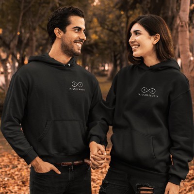 Personalized Embroidered Roman Numeral Hoodie Couples Gift Date Hoodie Initials with Infinite Symbol 1st Anniversary Gift