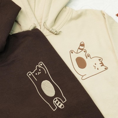 Personalized Embroidered Cats Sweatshirt For Couple Funny Valentines Day Gifts