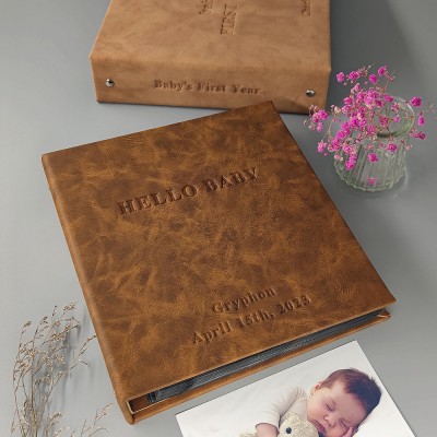 Personalized Genuine Leather Baby Photo Album New Mom Mother's Day Gift For Daughter Wife