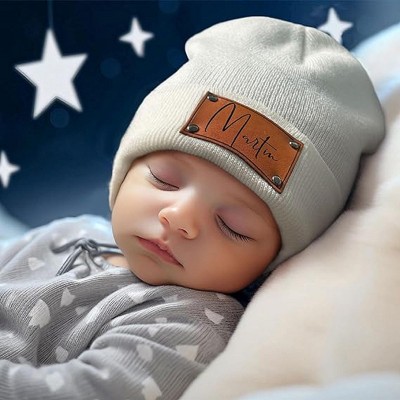Custom Unisex Baby Beanies Hats with Name Patches