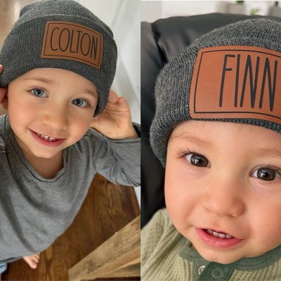 Personalized Kids Printed Name Patch Beanie