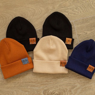 Custom Pins Initials Baby Beanie Hat Toddler Kids Gifts
